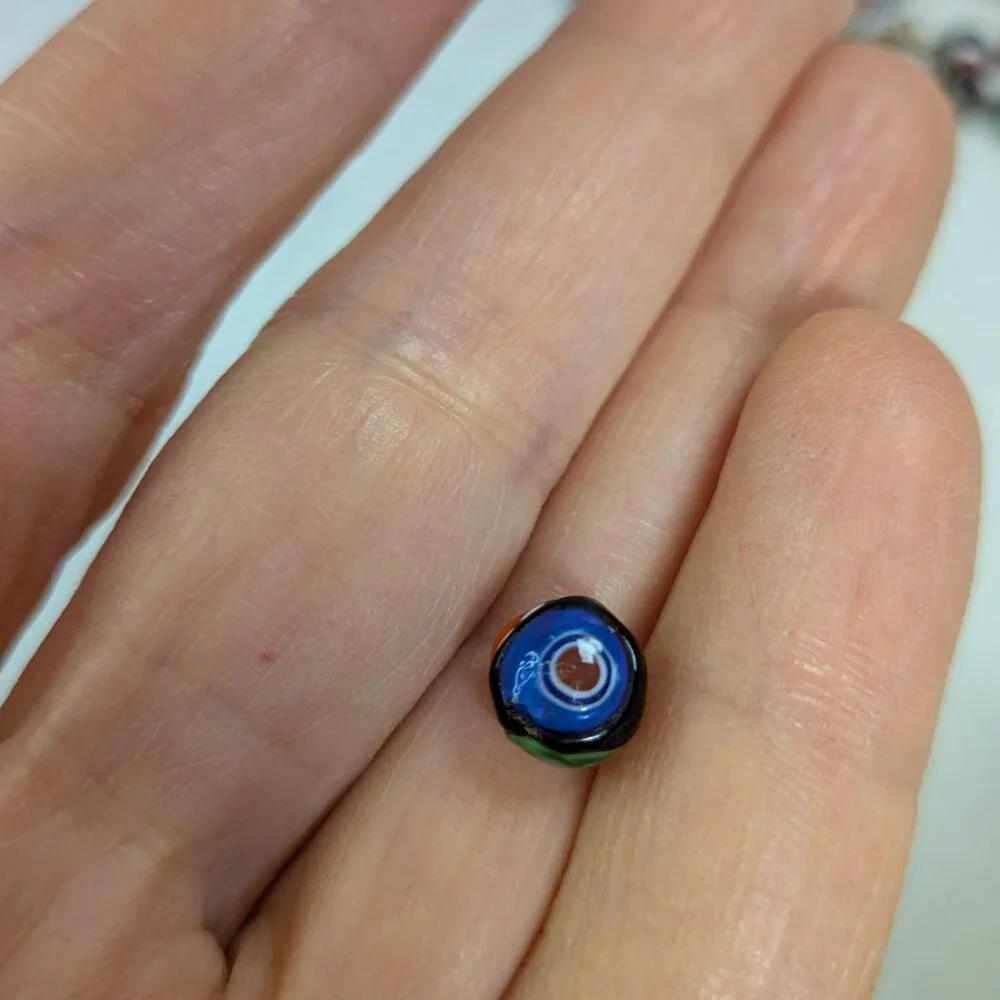 Vintage Millefiori Glass (52) BEADS Double Sided Handmade Multi Colored